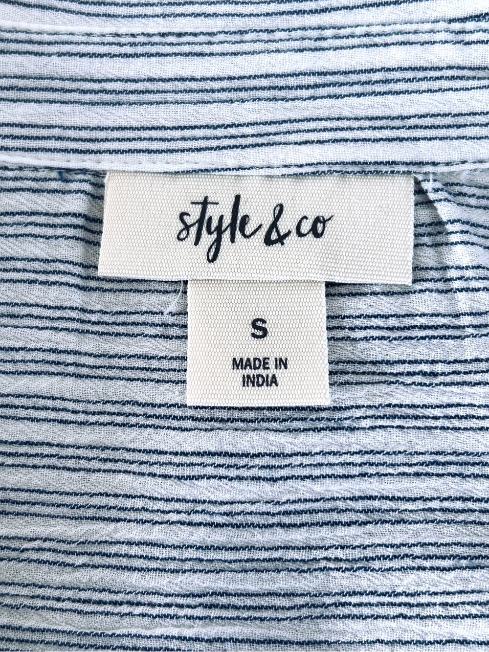 4/$20 Style & Co Embroidered Floral Stripe Button Front Tunic Blouse Small - Picture 5 of 6